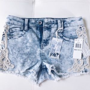 Jolt Denim Shorts with Crochet Details - Size 1